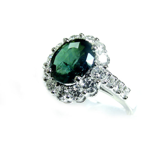 RING, 18KW, EMERALD, OVAL, 9x7 mm