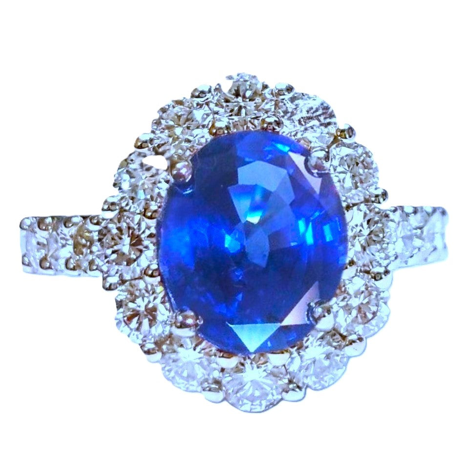 RING, 18KW, SAPPHIRE, OVAL, 9x7 mm, G/VS, CEYLON